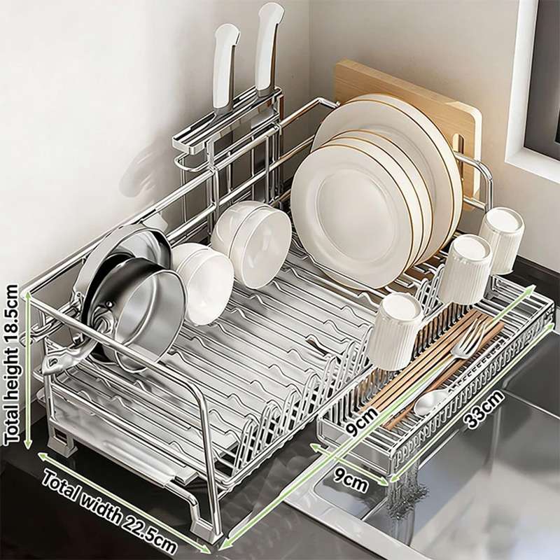 No-Assembly Stainless Steel Dish Rack | ຜົນປະໂຫຍດຂາຍສົ່ງ