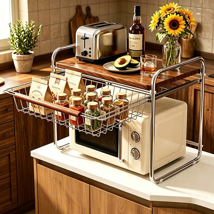 ສິ່ງທີ່ເຮັດໃຫ້ Countertop Microwave Rack ກັບ Slide-Out Drawer ເປັນອຸປະກອນເກັບຮັກສາເຮືອນຄົວອັດສະລິຍະ
