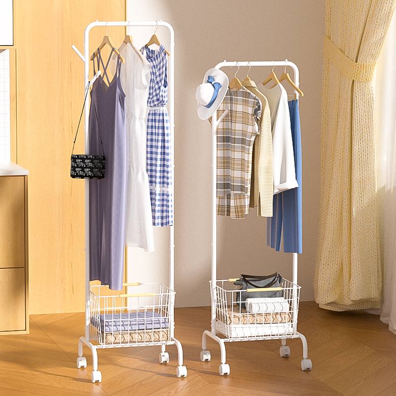Portable Floor Standing Clothes Rack | Iron Powder Coated, Multi Zone Garment Storage Portable Floor Standing Clothes Rack | Iron Powder Coated, Multi Zone Garment Storage