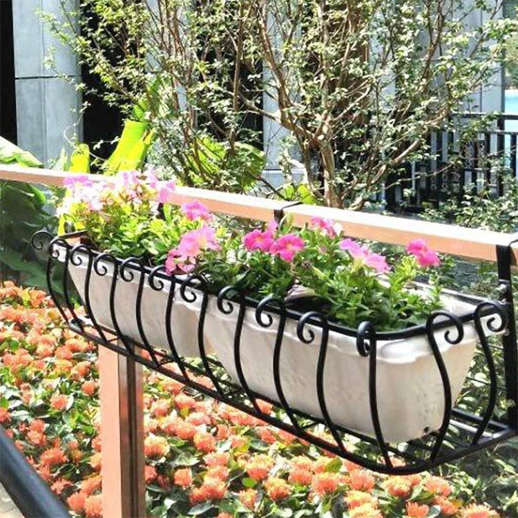 Balcony ຢືນຫມໍ້ດອກໄຟທາດເຫຼັກທົນທານຕໍ່ສະພາບອາກາດ